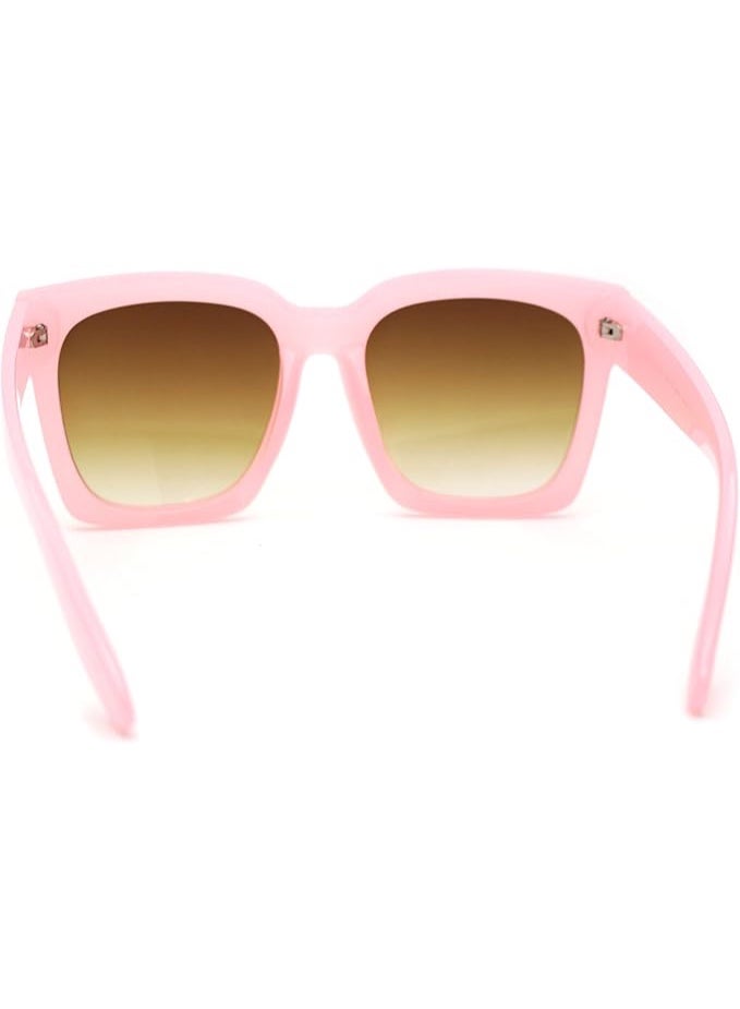 SA106 Women's XXL Oversized Square Sunglasses - Thick Horned Rim Boyfriend Style - Bubblegum Pink - Image 4